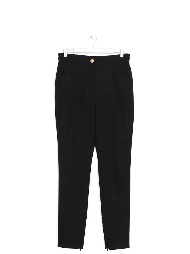 BALMAIN Slim Leg Wool Pants with Gold Button