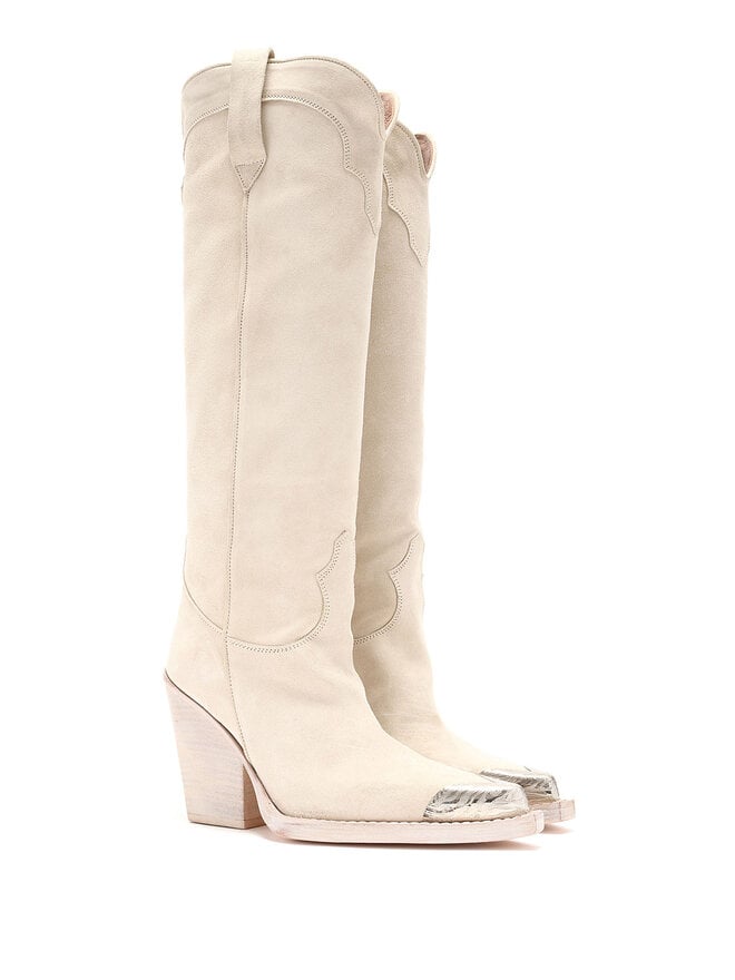 PARIS TEXAS Suede Knee-High Boots with Metal Caps