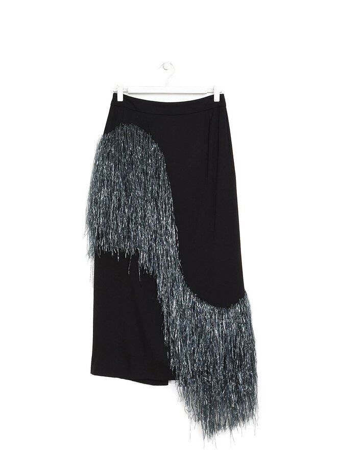 DRIES VAN NOTEN Fringe Trim Midi Skirt