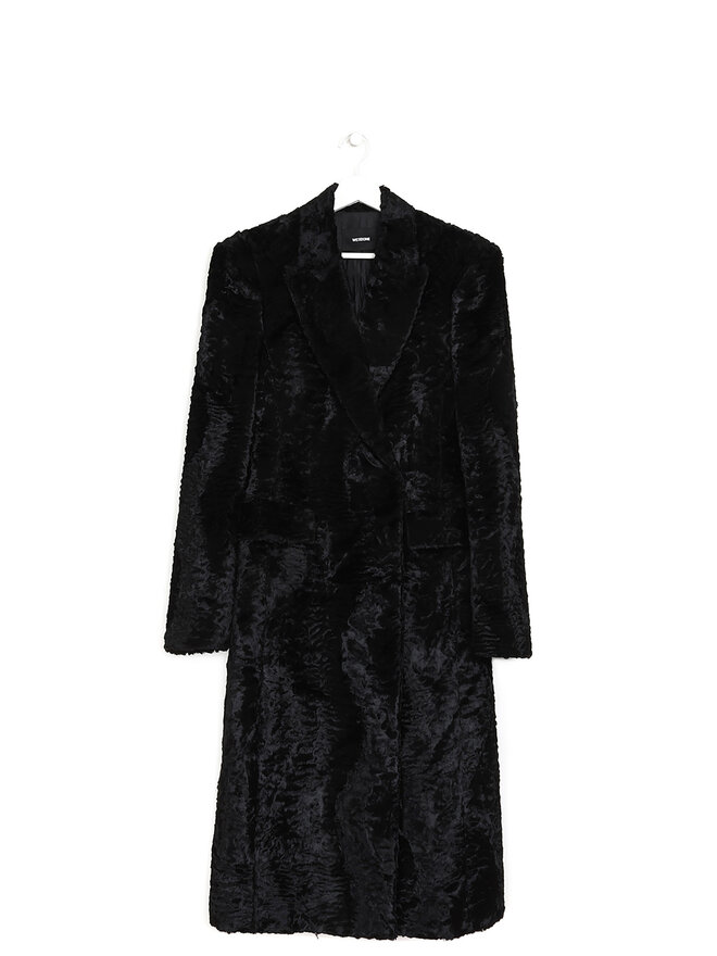 WE11DONE Black Faux-Fur Coat