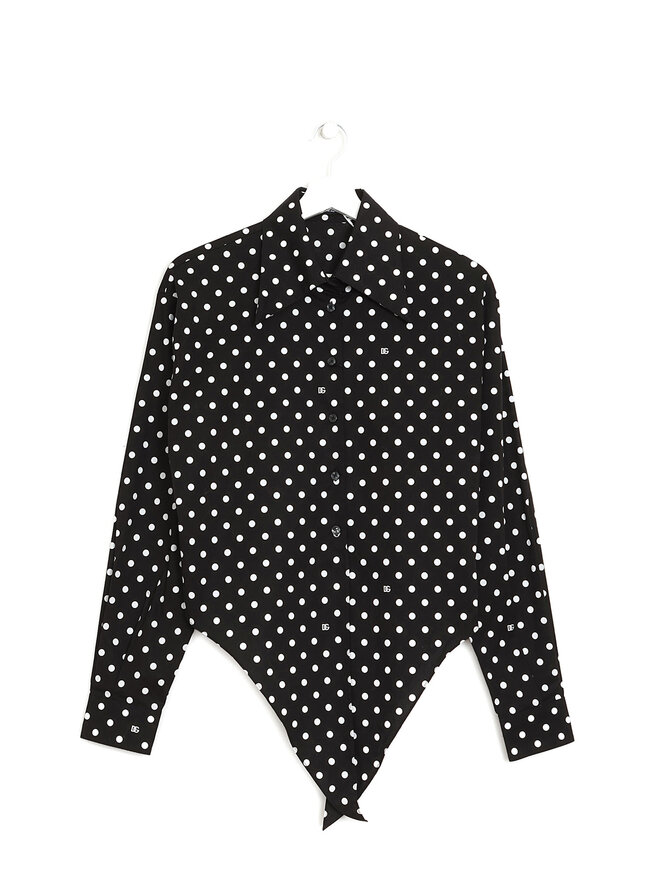Dolce & Gabbana Chemisier à Pois en Popeline Coton Dolce & Gabbana Chemisier à Pois en Popeline Coton