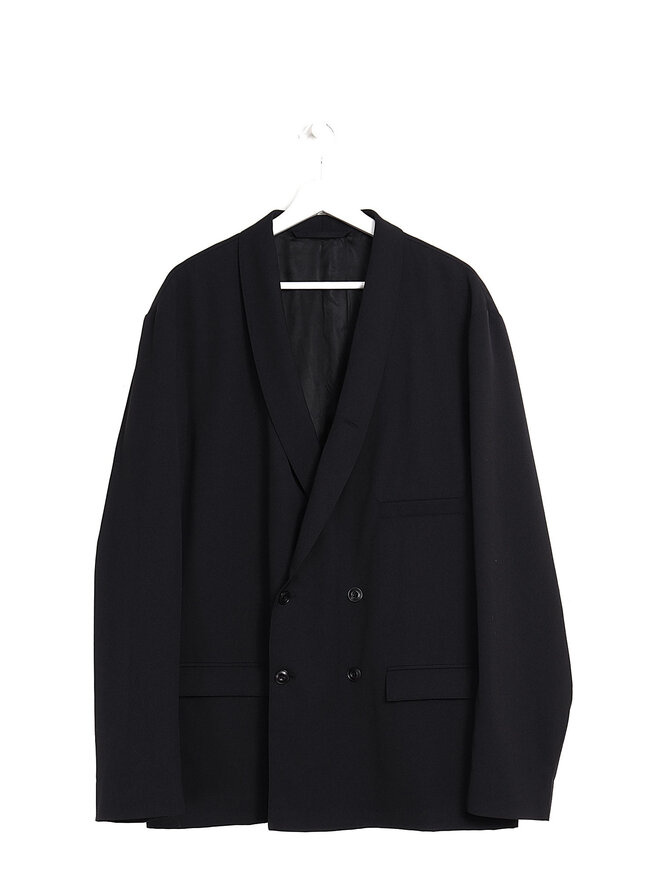LEMAIRE Midnight Blue Double-Breasted Serge Blazer