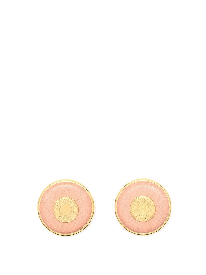 HERMÈS Clou de Selle Leather Clip-On Earrings