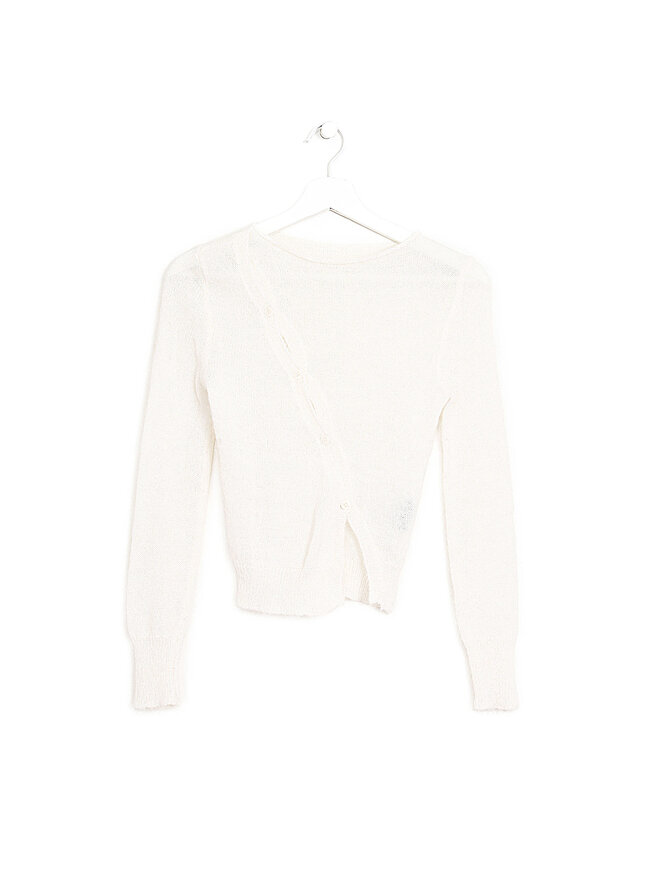 JACQUEMUS Asymmetrical Button Cream Cardigan