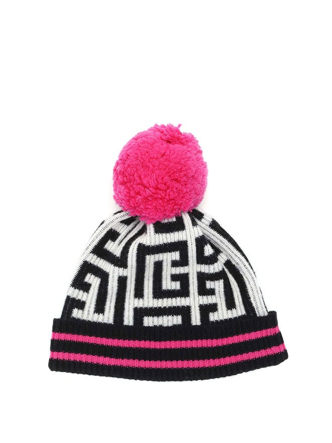 BALMAIN Monogram Wool Cashmere Beanie