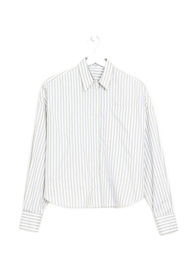 BRUNELLO CUCINELLI Chemise rayée à col strassé BRUNELLO CUCINELLI Chemise rayée à col strassé