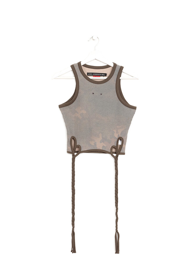 Andersson Bell  Women's Camouflage Hand-Braided Waffle Tank Top