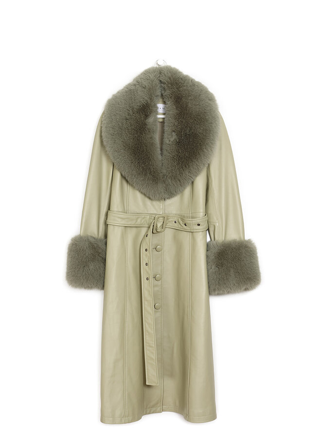 Jane & Tash Manteau en Cuir avec Garniture en Fausse Fourrure Jane & Tash Manteau en Cuir avec Garniture en Fausse Fourrure