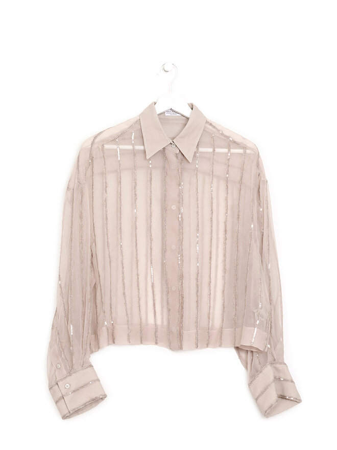 BRUNELLO CUCINELLI Chemisier en soie pailleté BRUNELLO CUCINELLI Chemisier en soie pailleté
