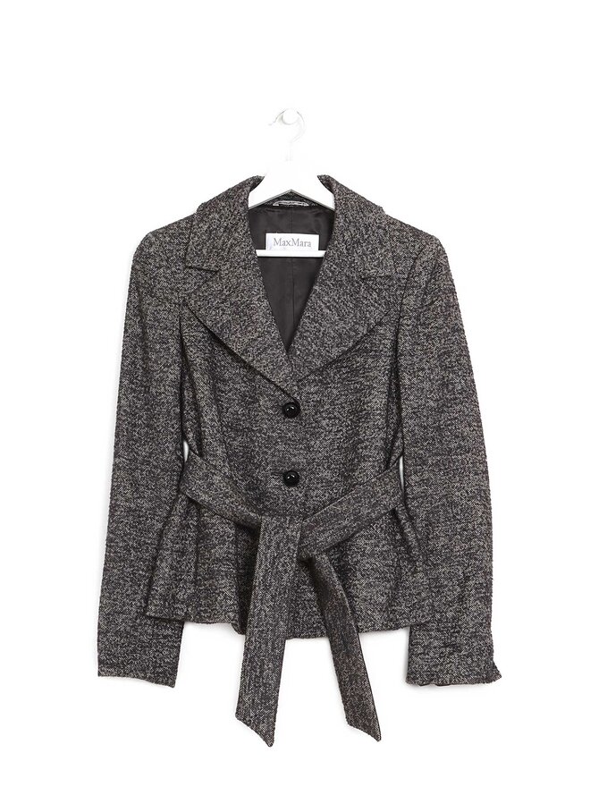 Max Mara Blazer Ceinturé à Manches Longues Gris Max Mara Blazer Ceinturé à Manches Longues Gris
