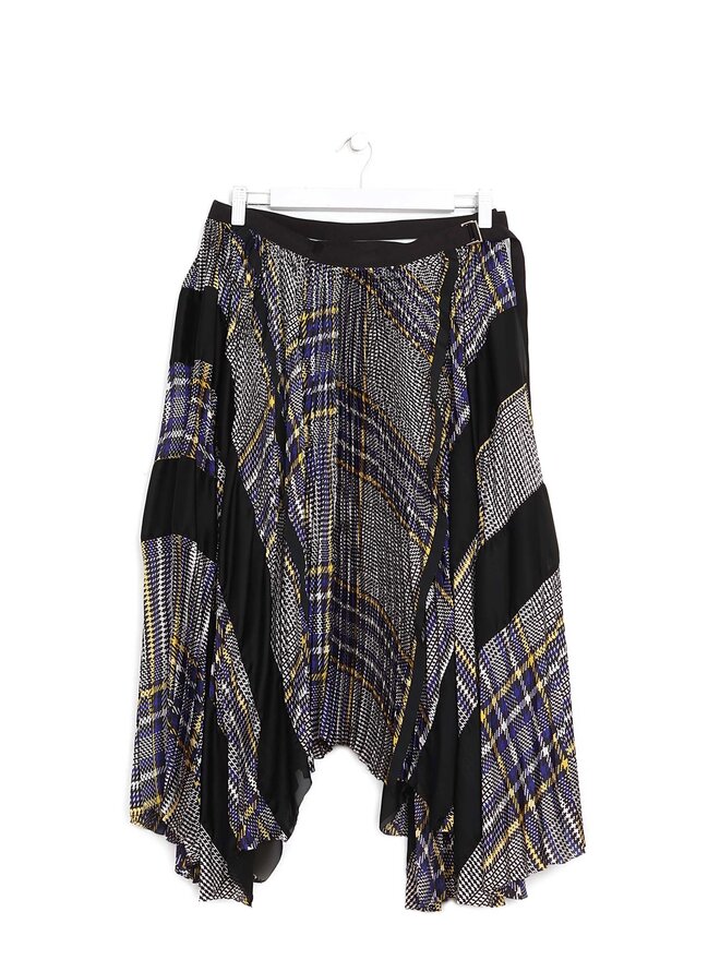 SACAI Pleated Plaid Layered Skirt