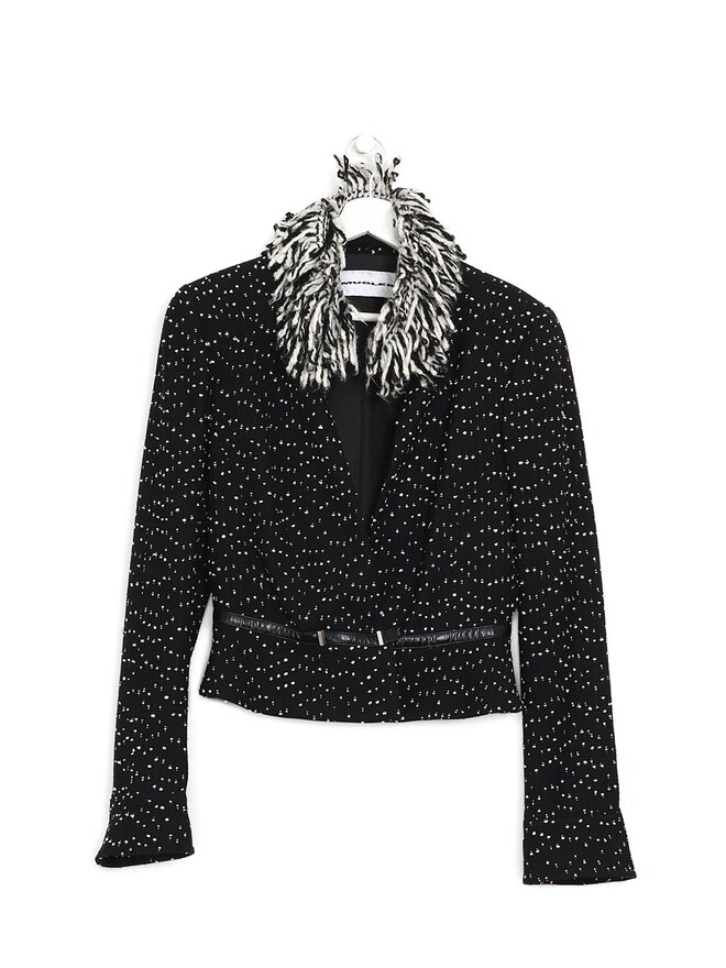 MUGLER Blazer à Pois avec Col en Fausse Fourrure MUGLER Blazer à Pois avec Col en Fausse Fourrure