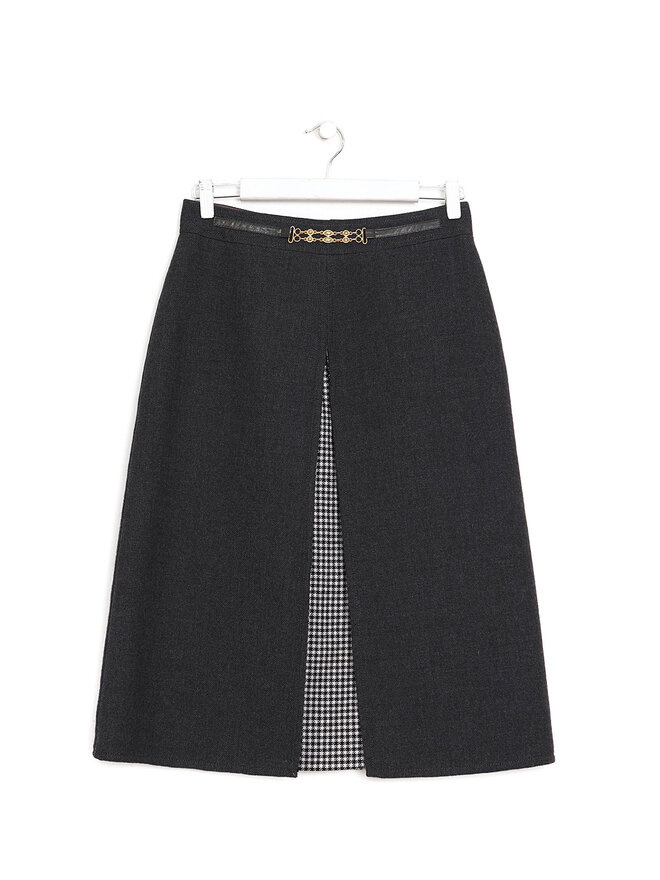 CELINE Jupe mi-longue en laine pied de poule CELINE Jupe mi-longue en laine pied de poule