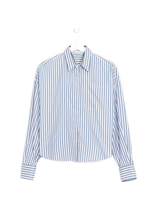 BRUNELLO CUCINELLI Chemise rayée à liseré de strass BRUNELLO CUCINELLI Chemise rayée à liseré de strass