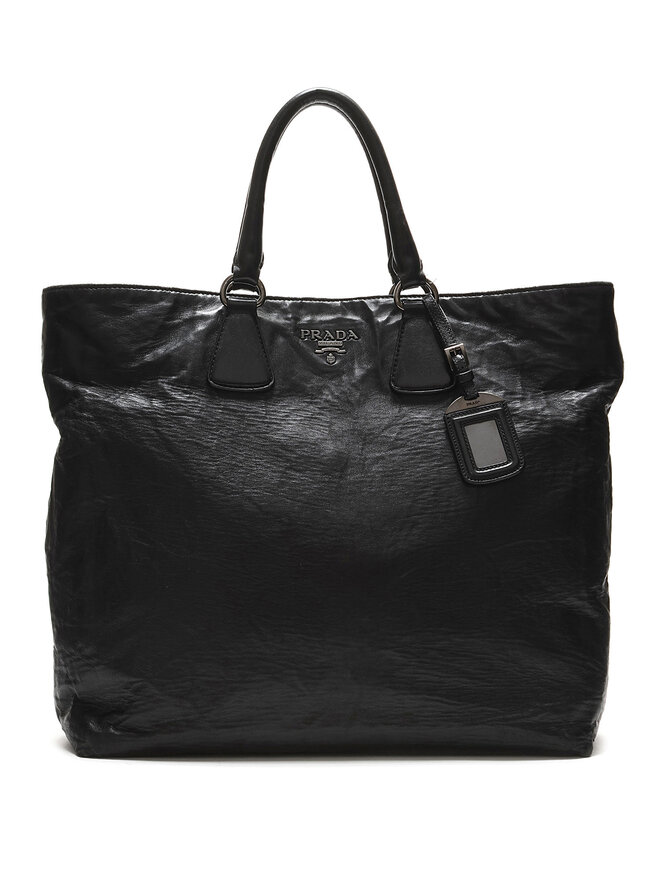 PRADA Grained Leather Tote Bag