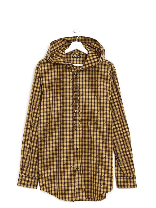 BALENCIAGA Plaid Hooded Shirt