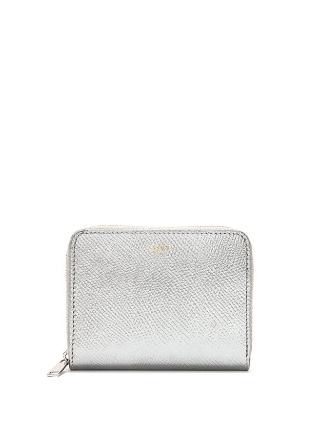 CELINE Portefeuille compact argent métallisé