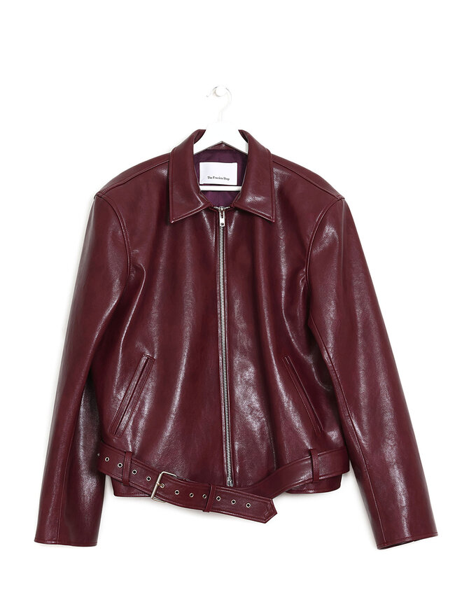 The Frankie Shop Veste en faux cuir bordeaux