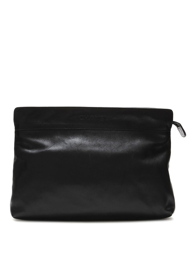 CHANEL Vintage Black Leather Pouch
