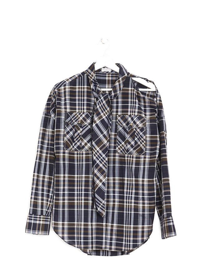 BRUNELLO CUCINELLI Chemise à carreaux avec épaules découpées