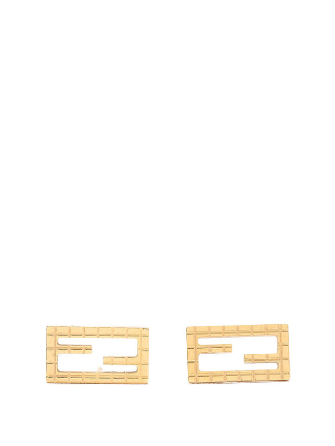 FENDI Geometric Grid Earrings