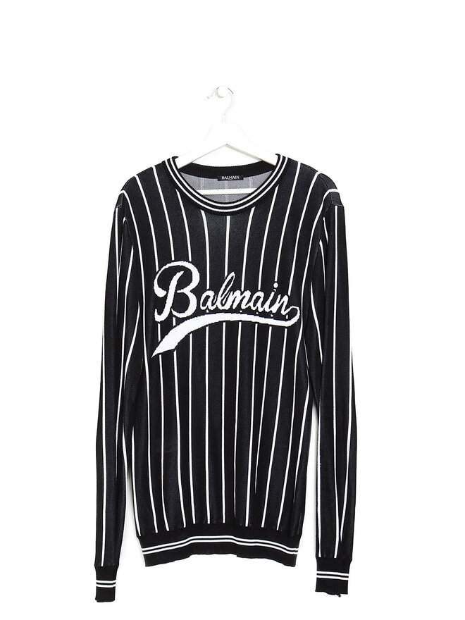 BALMAIN Pull à Rayures Tricoté