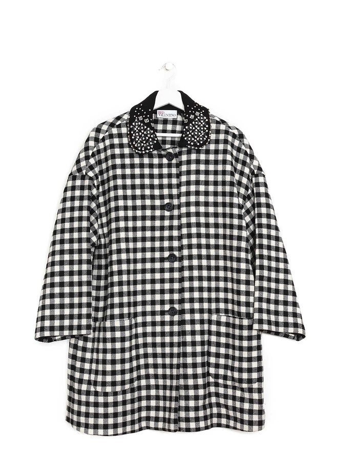 RED VALENTINO Checkered Embellished Collar Jacket