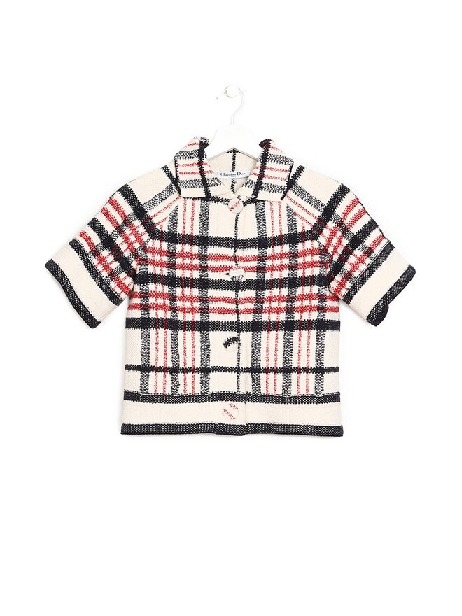 Christian Dior Plaid Three-Quarter Sleeve Jacket