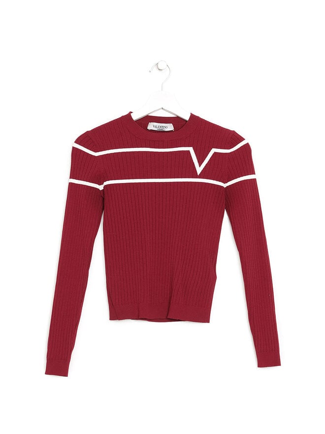 VALENTINO Ribbed Striped Sweater