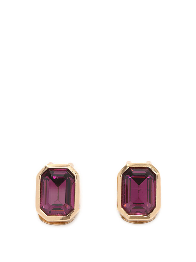 Christian Dior Gold Clip-On Earrings with Rectangular Stones