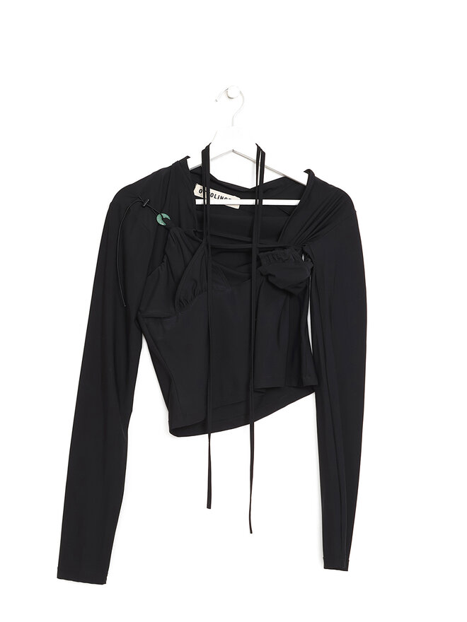 OTTOLINGER Asymmetrical Tie-Up Long Sleeve Top