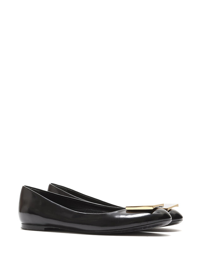 LOUIS VUITTON Black Leather Ballet Flats