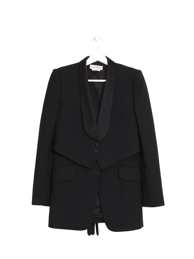 Alexander McQueen Blazer en Laine et Soie à Col Châle