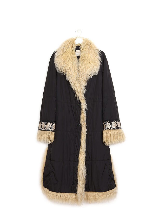 Scervino D Long Fur Trimmed Coat