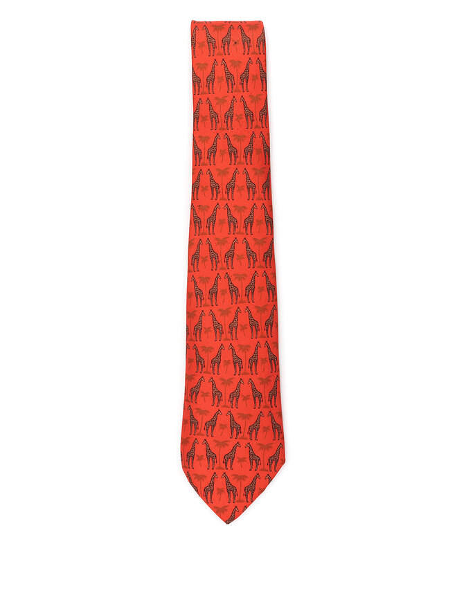HERMÈS Giraffe Motif Silk Tie