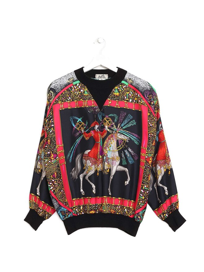 HERMÈS Print Cashmere Silk Sweater