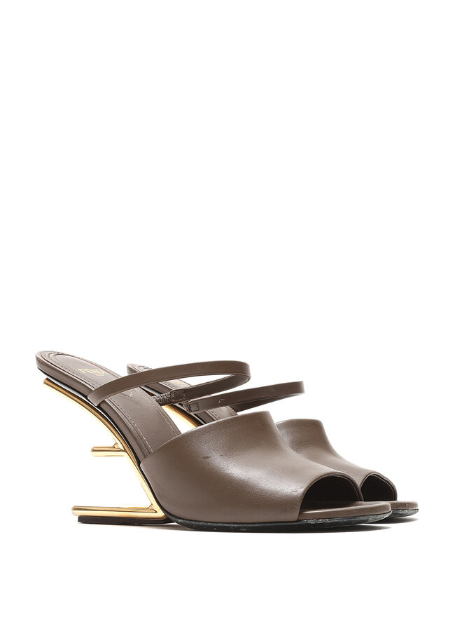 FENDI Sandales à talon bloc en cuir
