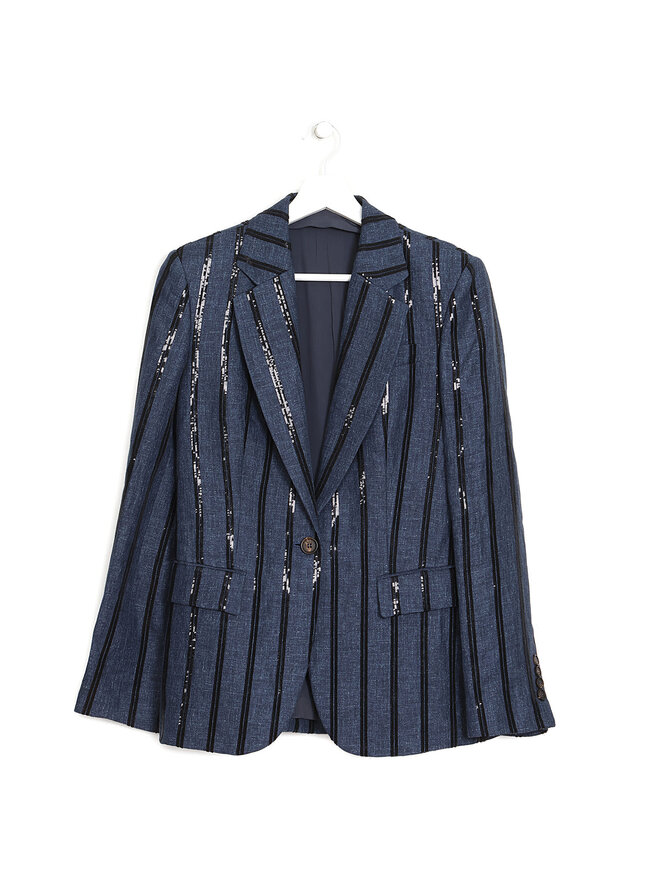 BRUNELLO CUCINELLI Striped Linen Blazer
