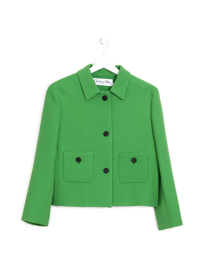 Christian Dior Veston Vert en Laine et Soie