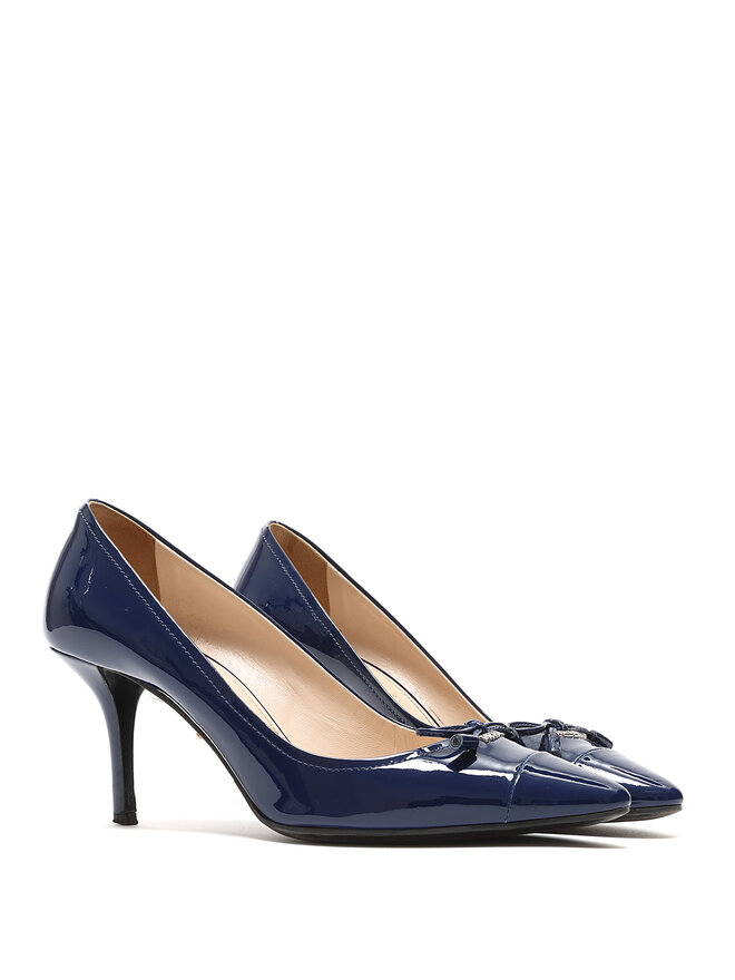 PRADA Escarpins à Nœud en Cuir Verni