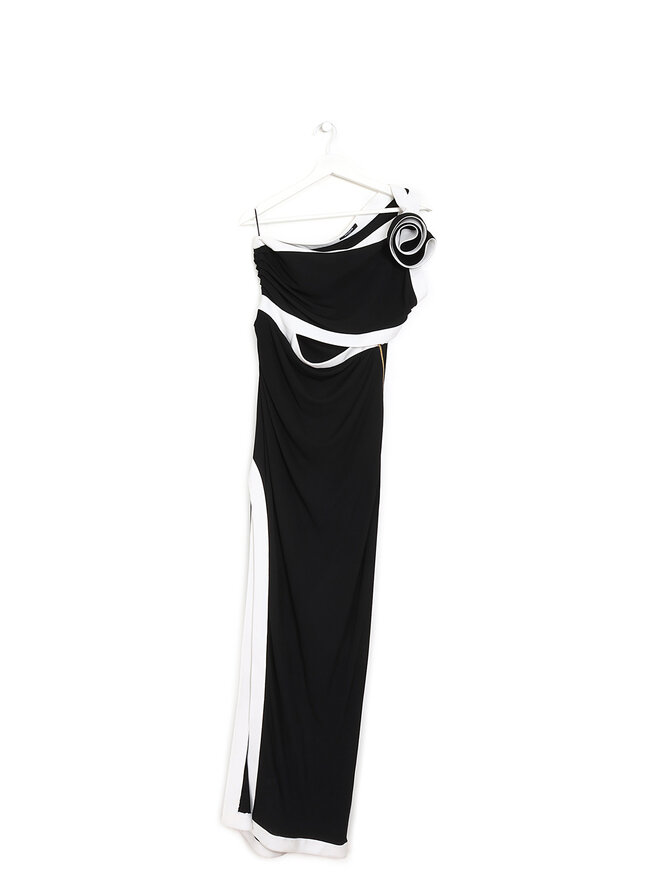 BALMAIN Black and White Evening Gown