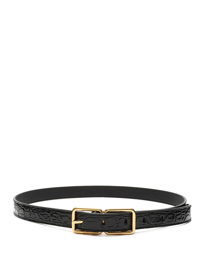 SAINT LAURENT Black Leather Belt