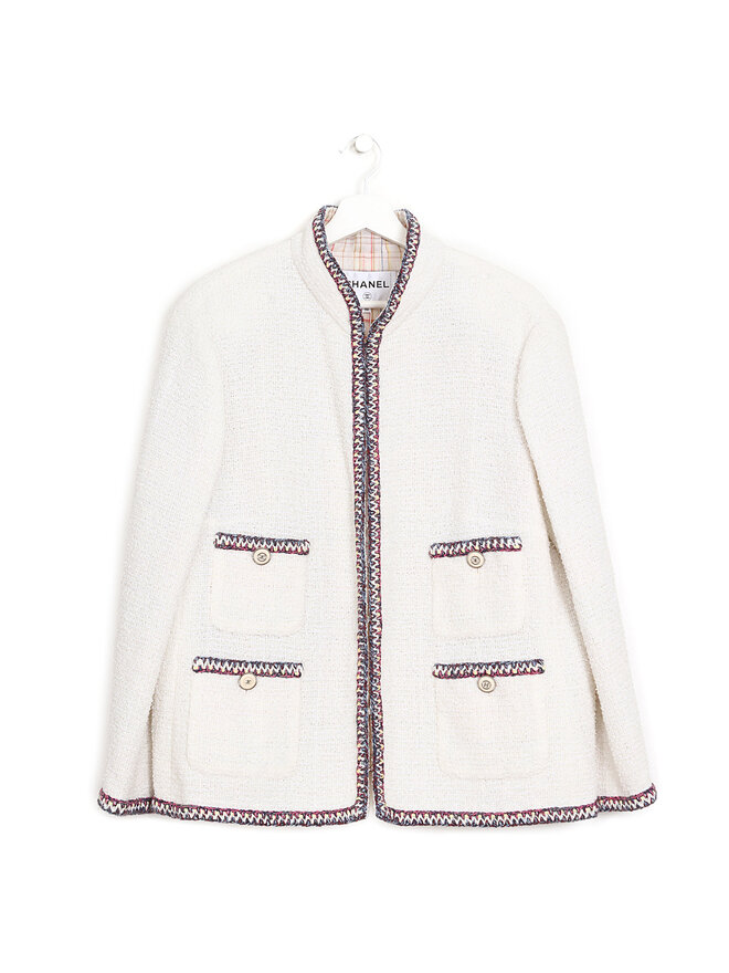 CHANEL Multicolored Trim Tweed Jacket