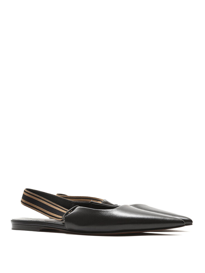 BRUNELLO CUCINELLI Grained Leather Slingback Flats