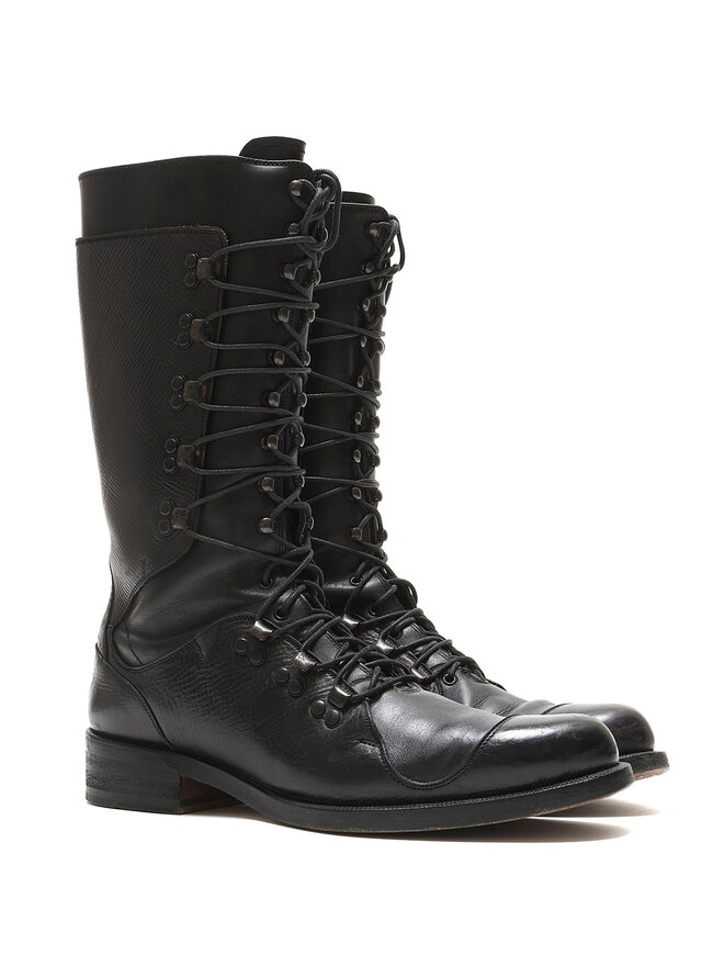 FENDI Bottes en cuir mi-mollet à lacets