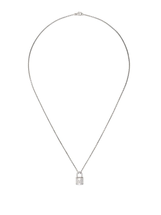LOUIS VUITTON Silver Padlock Pendant Necklace