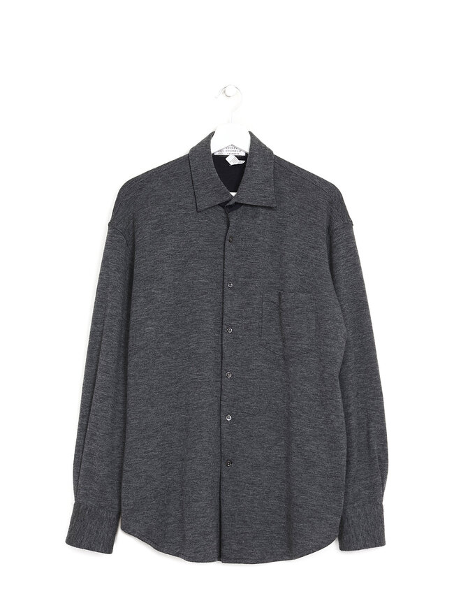 BRUNELLO CUCINELLI Gray Wool-Cashmere Shirt