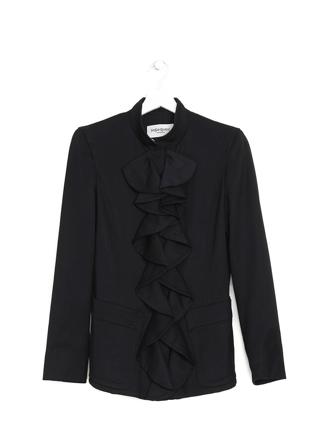 Yves Saint Laurent Rive Gauche Ruffled Wool Blouse