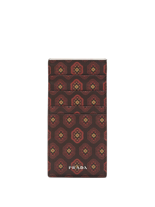 PRADA Geometric Coated Canvas Cardholder