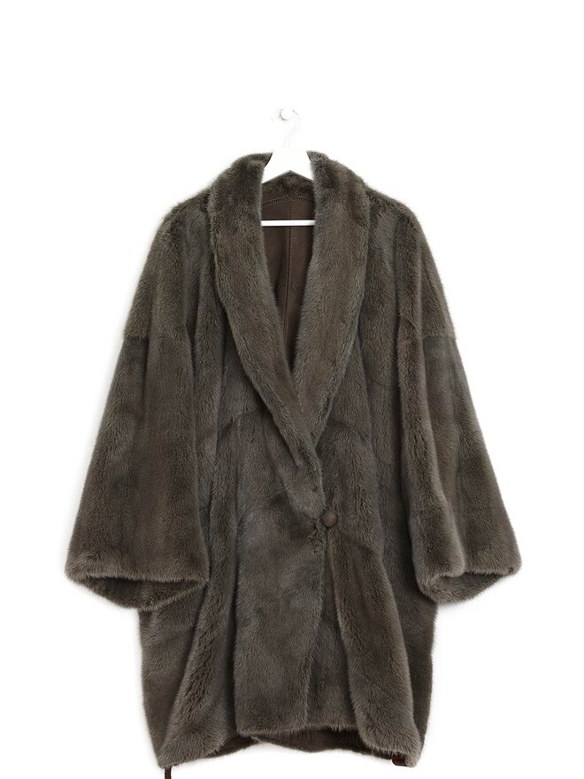 Fourrures Manteau Vintage en Fourrure Grise